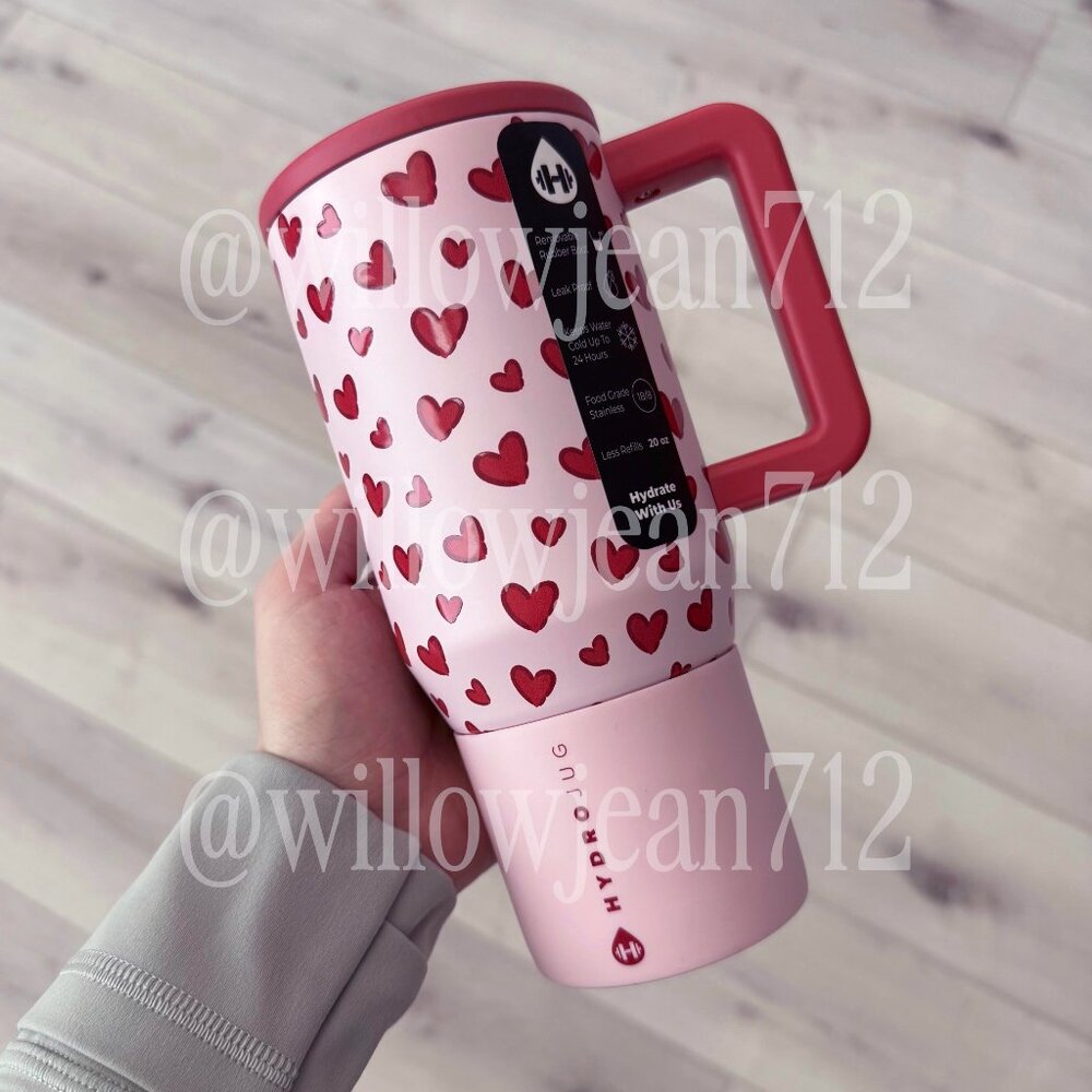 “XOXO" Hearts Valentine HydroJug 20 oz Traveler Tumbler - Limited Edition